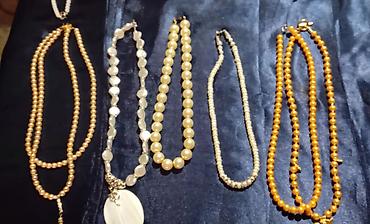 Ogrlice: Ručno rađene ogrlice – razni modeli - Set od zlatno‑braon perli — 34