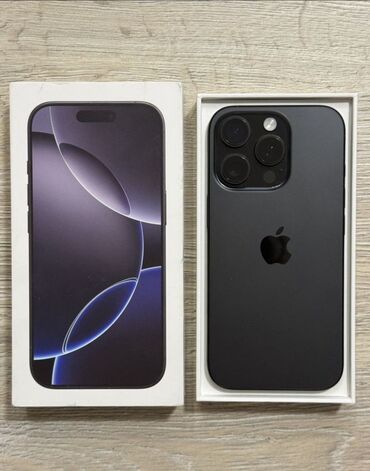 Apple iPhone: IPhone 16 Pro, Новый, 256 ГБ, Black Titanium, Кабель, Коробка, 100 %