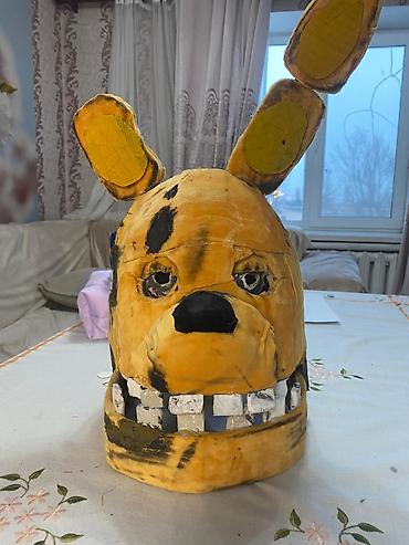 Карнавальные костюмы: Крафтовая маска-аниматроника в стиле кролика (жёлтая), для косплея и — 5