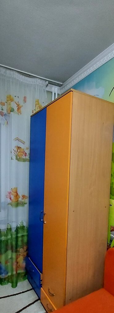 детская тумбочка: Спальный гарнитур, Односпальная кровать, Шкаф, Тумба, цвет - Синий