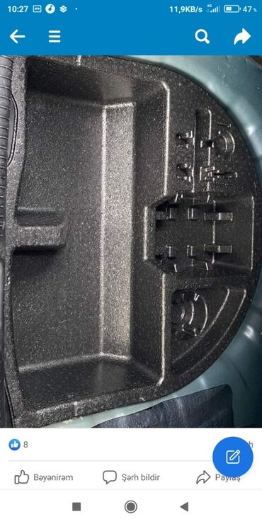 maşın aksesuarları: Hunday Elantra 2015 zapaska yeri üçündür Maşını təzə almışam