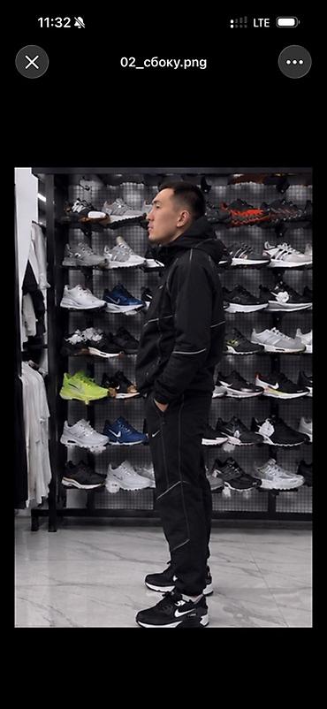спартивка найк: Мужской спортивный костюм Nike (куртка + брюки), черный - Материал — 1