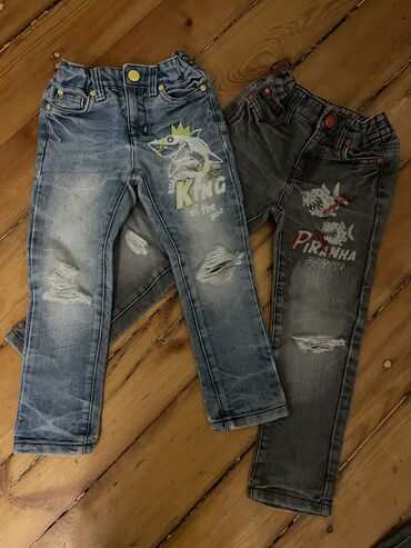 детские джинсы на резинке: Джинсы и брюки, цвет - Серый, Б/у