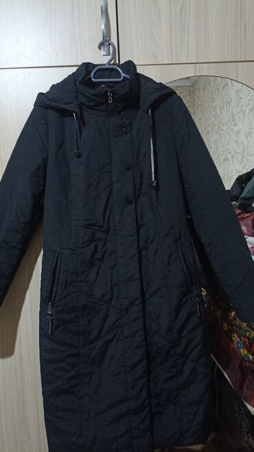 черное пальто с капюшоном: Плащ, С капюшоном, 3XL (EU 46)