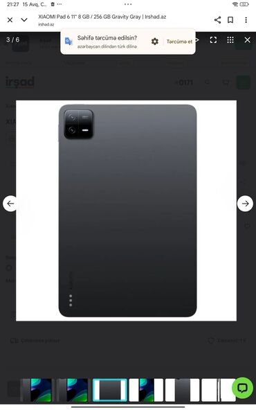 Планшеты: Xiaomi Pad 6 planşeti 11 düym ölçülü, 2880x1800 təsvir ölçülü IPS LCD