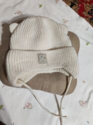 toot обувь бишкек: Детская вязаная шапка с ушками, бежево-молочного цвета. - Теплая