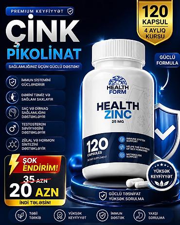 vitera d3 qiyməti: Məhsul: Health Form – Çink Pikolınat (Health Zinc), 25 mq Tərkib: Çink — 1