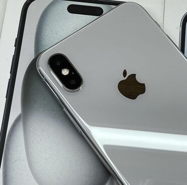 Apple iPhone: IPhone X, Колдонулган, 64 ГБ, Ак, Заряддоочу түзүлүш, Коргоочу айнек, Каптама, 100 %