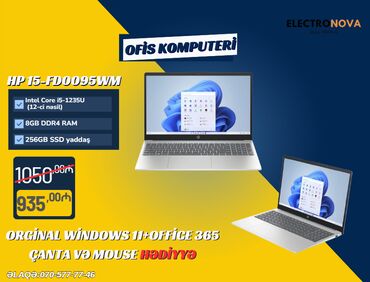 HP: Yeni HP 15.6 ", Intel Core i5, 256 GB, Ödənişli çatdırılma, Rayonlara çatdırılma