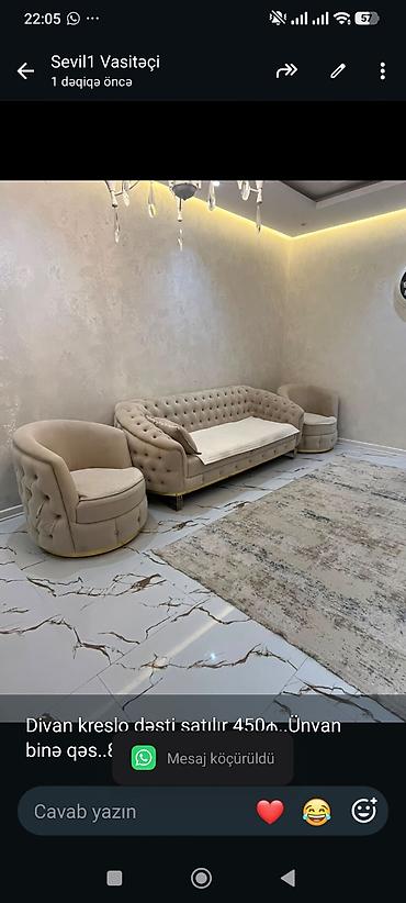 bit bazari sabuncu: Divan kreslo dəsti satılır 450₼. Ünvan binə qəs. 8380. Sevil1 — 1