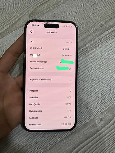 iphone ucun ekran sekilleri: IPhone 16, 128 GB, Jet Black, Qırıq, Barmaq izi, Simsiz şarj — 3
