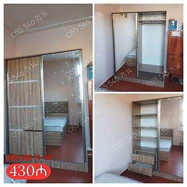 plastik ayna qapi: Sürgülü qapılı şkaf – güzgülü model - Material: ağac teksturalı — 1