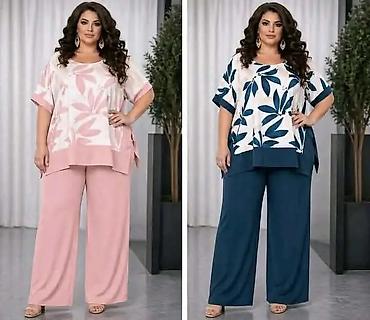 Kompleti: Ženski komplet – tunika i pantalone, plus size - Dvodijelni set — 1
