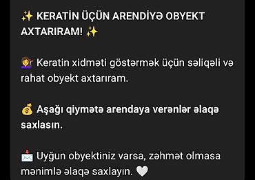 saray emlak: KERATİN XİDMƏTİ ÜÇÜN ARENDİYƏ OBYEKT AXTARILIR - Keratin saç — 1