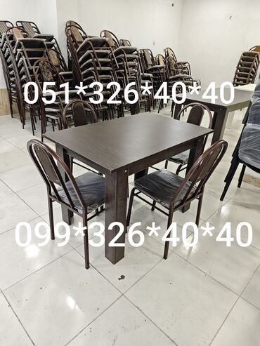 Masa və oturacaq dəstləri: Mətbəx üçün, Yeni, Açılmayan, Dördbucaq masa, 4 stul — 6