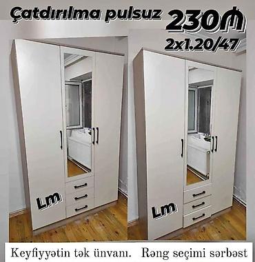 ucuz dolap: Üç qapılı paltar dolabı – ön hissədə tam boy güzgü, aşağıda 3 ədəd — 1