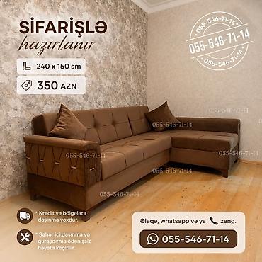Divanlar: Künc divan, Yeni, Açılan, Bazalı, Vеlur parça, Şəhərdaxili pulsuz çatdırılma — 1