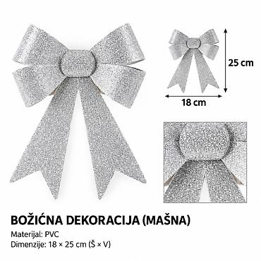 KMT Božićna mašna sa svetlucavim posipom, srebrna 289717 -