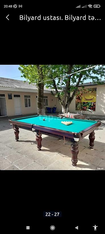 bilyard kiyi: - Bilyard masalarının satışı və təmiri. - Rus, Amerikan pool, Snooker — 2