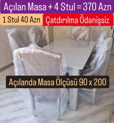 usaq ucun stol stullar: Qonaq otağı üçün, Yeni, Açılan, Dördbucaq masa, 6 stul, Azərbaycan