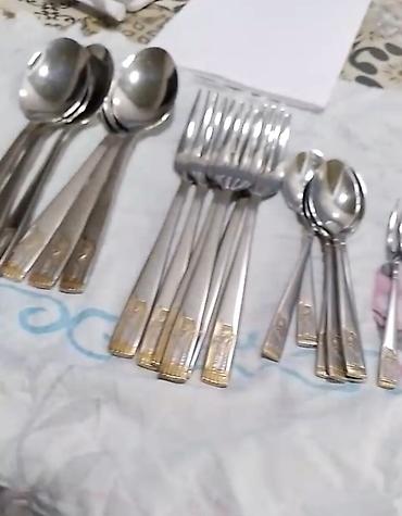 Qab-qacaq və mətbəx ləvazimatları: 6 xörək,6çay qaşığı+6 xörək,6 limon çəngəli+4mürəbbə,2 kofe qaşığı və — 1