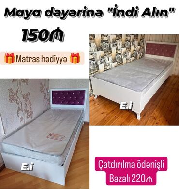 Masa və oturacaq dəstləri: *Tək nəfərlik Çarpayı - 150AZN💥* *Endirim* ✔️Rəng seçimi var Ölçü