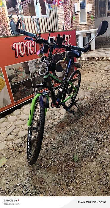 4 tekerli velosped: Yaşıl-qara rəngli şəhər/trek tipli velosiped. Velosiped uzadılmış — 1