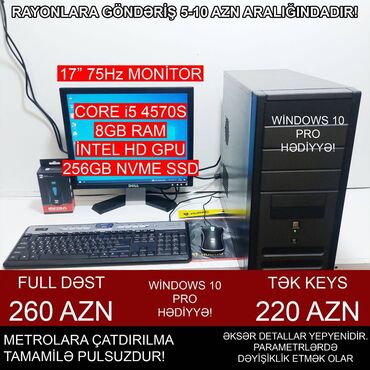 Masaüstü kompüterlər və iş stansiyaları: Masaüstü Kompüter "DDR3 H81 1150 Core i5 4570S” ⭐Tək Sistem Bloku – — 4