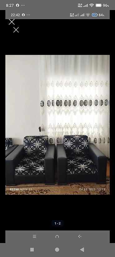 divan krislo: 2 ədəd yumşaq kreslo - Model: geniş oturacaqlı, düz xətli qol — 1