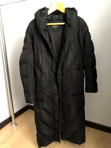 uniqlo куртка женская зимняя: Пуховик, По колено, С капюшоном, L (EU 40)