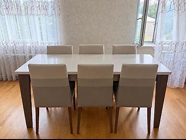 Qonaq otağı üçün, İşlənmiş, Kvadrat masa, 6 stul