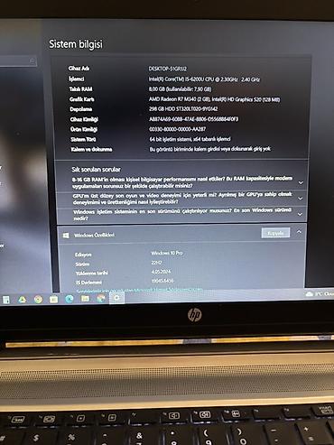 HP: HP ProBook noutbuk - Ekran: 15.6" - Prosessor: Intel Core i5-6200U — 4