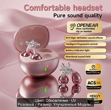 bluetooth qulağlığ: Kristal detallı “pink” dizaynlı simsiz qulaqcıqlar - Hi‑Fi yüksək — 1
