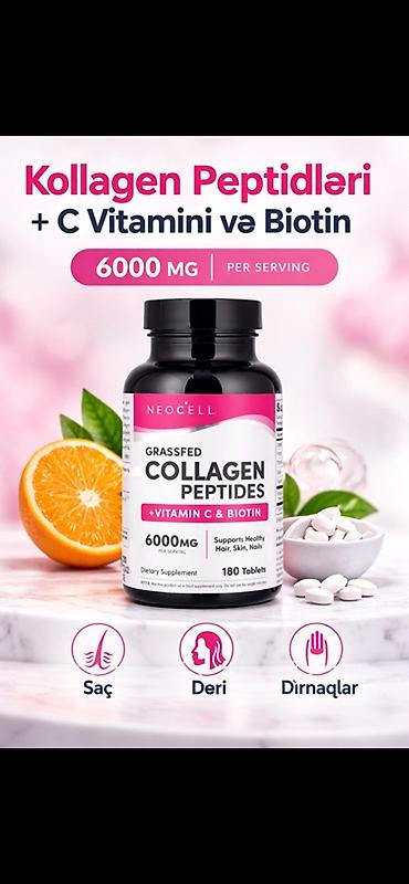 biotin: 🇺🇸Amerika İstehsalı NeoCell Grassfed Collagen Peptidləri + Vitamin C — 1