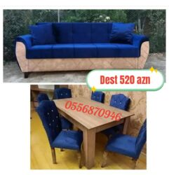 Masa və oturacaq dəstləri: Qonaq otağı üçün, Yeni, Açılmayan, Dördbucaq masa, 6 stul — 16