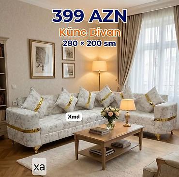 kreditle kunc divanlar: Künc divan – 280 × 200 sm Qiymət: 399 AZN - Zərif naxışlı, açıq — 1