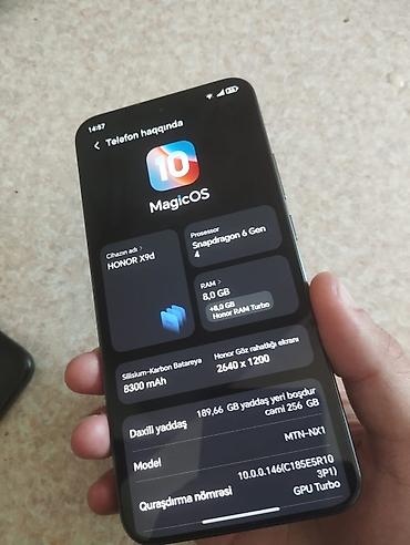 samsung fold 4: Honor X9d, 256 GB, rəng - Qara, Barmaq izi — 3