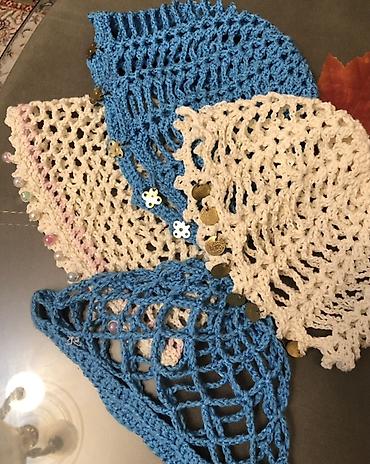 Baş geyimləri: Əl işi krujeva saç örtüyü (şəbəkəli beret) - Material: yumşaq toxuma — 9