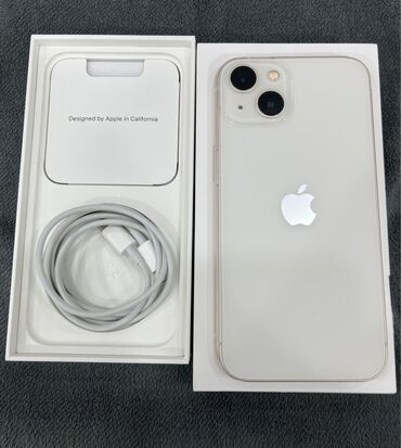 Apple iPhone: IPhone 13, 128 GB, Ağ, Zəmanət, Face ID, Sənədlərlə