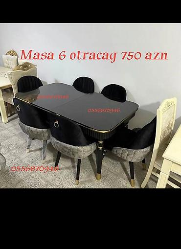 ders masa: Qonaq otağı üçün, Yeni, Açılan, Dördbucaq masa, 6 stul — 1