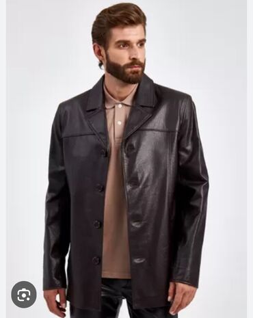 кожаный куртки мужской: Куртка L (EU 40), цвет - Черный