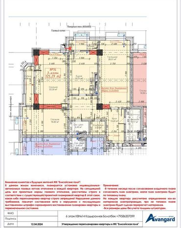 Продажа участков: 3 комнаты, 125 м², Элитка, 6 этаж, ПСО (под самоотделку)