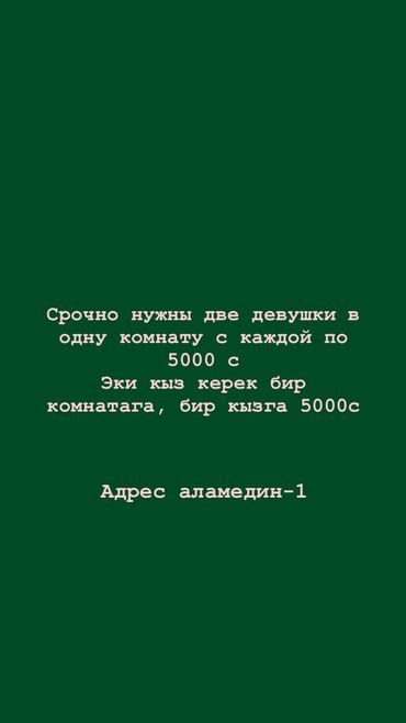 номер тамчы: 1 комната, Собственник, С подселением, С мебелью полностью