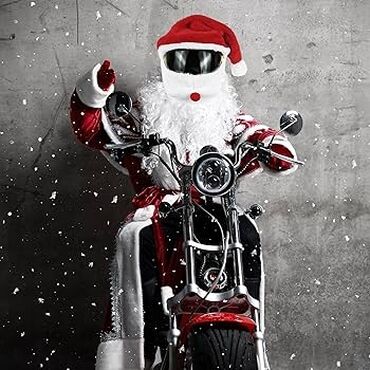 Мотоэкипировка: Чехлы для шлема Санта Клаус Дед Мороз Белый Зайчик Черный — 9