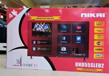 video kart: Yeni Televizor Nikai 55" 4K (3840x2160), Ödənişli çatdırılma