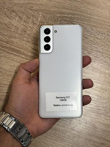 кнопкалы телефонлар: Samsung Galaxy S21, 128 GB, rəng - Ağ, Barmaq izi — 1