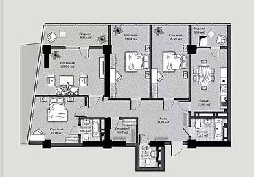 жк kazyna: 3 комнаты, 135 м², 11 этаж, ПСО (под самоотделку) — 7