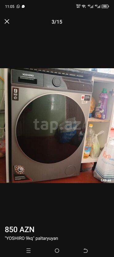 Paltaryuyan maşınlar: Paltaryuyan maşın 9 kq, İşlənmiş, Avtomat, Qurutma var, Kredit yoxdur, Ünvandan götürmə, Ödənişli çatdırılma, Rayonlara çatdırılma — 10