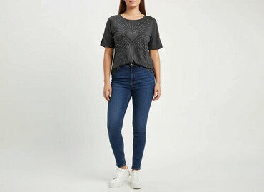 t shirt w czerwone paski: Shein, T-shirt damski, rozmiar XL