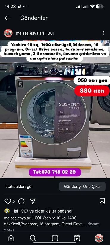 Paltaryuyan maşınlar: Paltaryuyan Anbardan satiş.Qimətlər aşagida qeyd olunub.Ünvana — 123